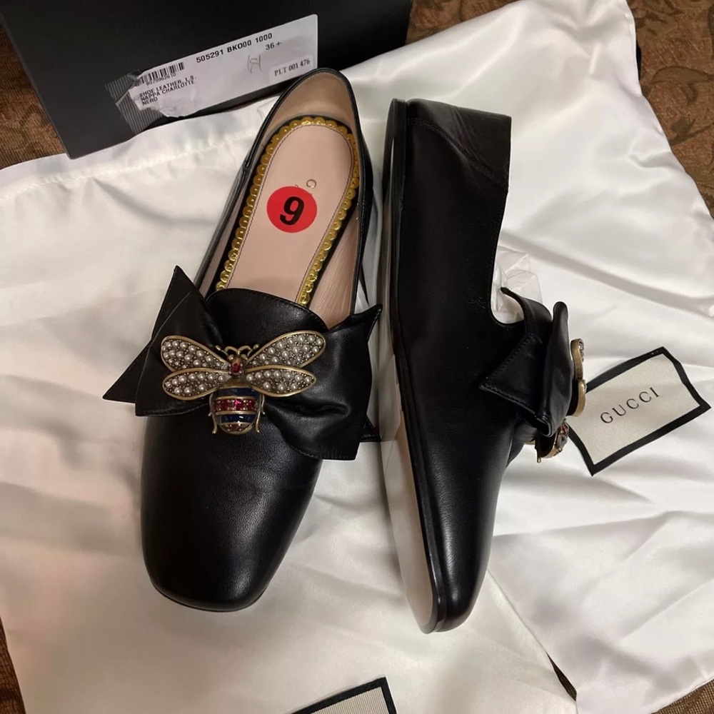 Gucci Queen Margaret Calfskin Leather Woman’s Loafer Sz 36.5 Black NIB 505291 - Picture 1 of 11
